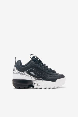 FILA Disruptor 2 Splatter Sneakers Black / White,Kids Shoes | CA.CXAUFJ085